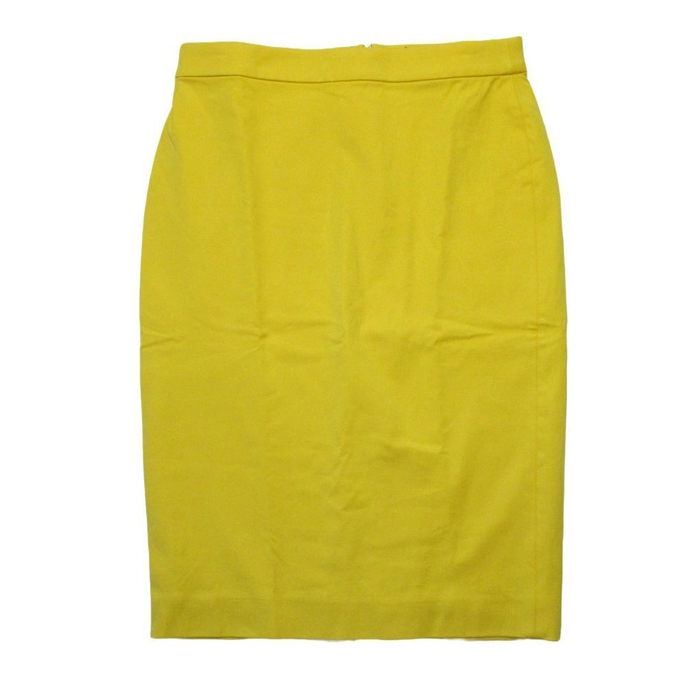 NWT J.Crew Petite No. 2 Pencil in Warm Sun Yellow Bi-stretch Cotton Skirt 12P